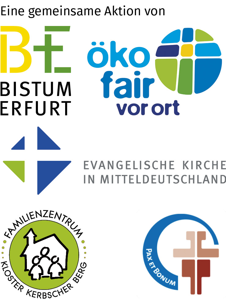 Logos Bistum Erfurt, öko+fair, Evangelische Kirche Mitteldeutschland, Familienzentrum Kerbscher Berg, Pax Bonum
