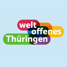 Bunter Schriftzug weltoffenes Thüringen