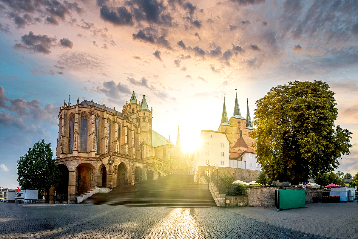 Erfurter Dom und Severikirche im abendlichen Licht