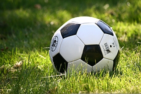 Fußball liegt im Gras