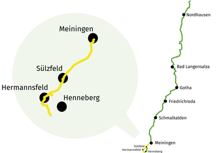 	Wegzeichnung von Meiningen nach Hermannsfeld
