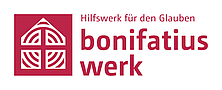 Logo Bonifatiuswerk mit Kreuz und Kirche