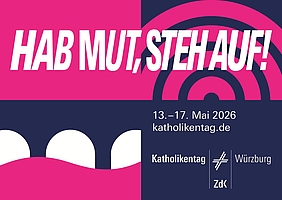 Werbebanner zum Katholikentag in Würzburg 2026