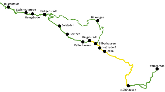 	Wegzeichnung Dingelstädt bis Dachrieden