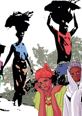 Frauen tragen schwere Last